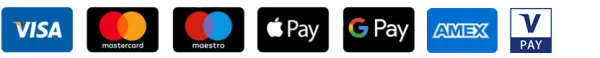 Možnosti platby — VISA, MasterCard, Maestro, Apple Pay, G Pay, AMEX, V PAY